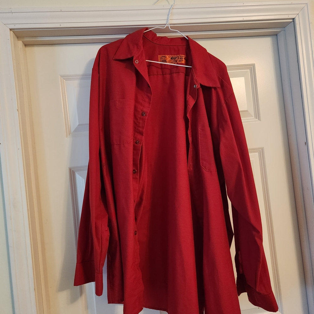 Men's Red-Kap Long Sleeve Red Button-Up Shirt